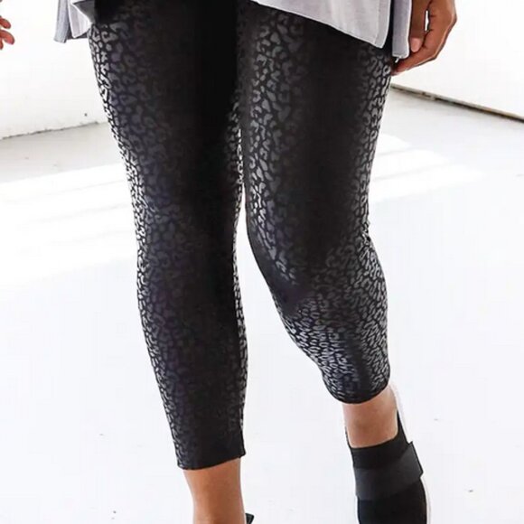 Marleylilly Black Leopard Embossed Faux Leather Leggings - Picture 8 of 8
